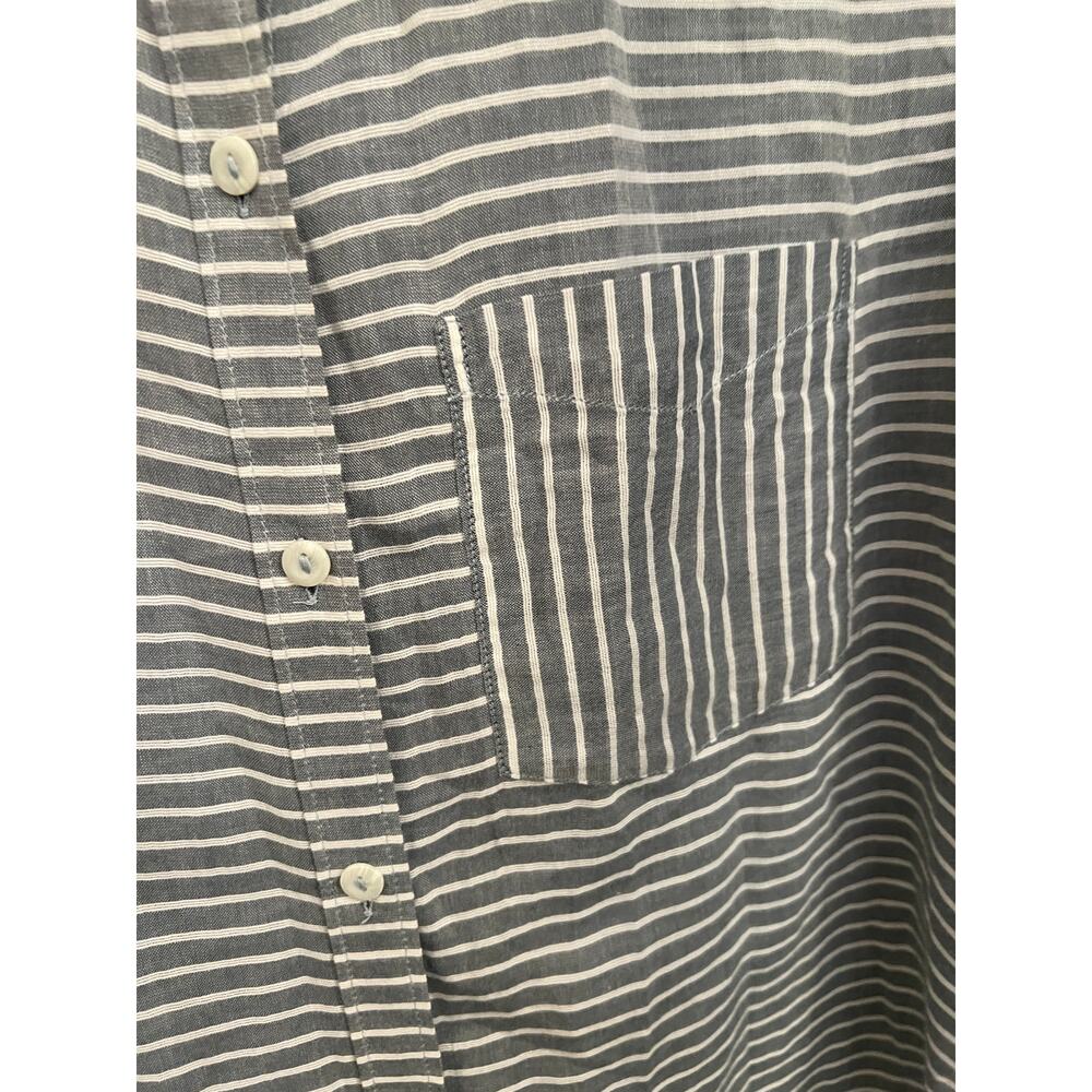 Current/Elliott Women's Prep School Shirt Stripe Gray Button-Up Long Sleeve Sz 0 - Picture 5 of 7